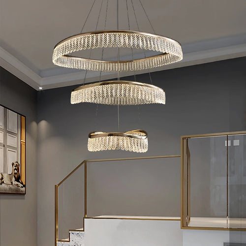 Minimalist Nordic style LED crystal chandelier - vue 3 sur 12