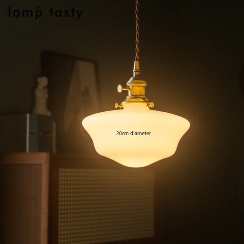 Suspension nordique moderne douille en cuivre abat-jour en verre blanc chambre salon suspension LED luminaires - vue 3 sur 30