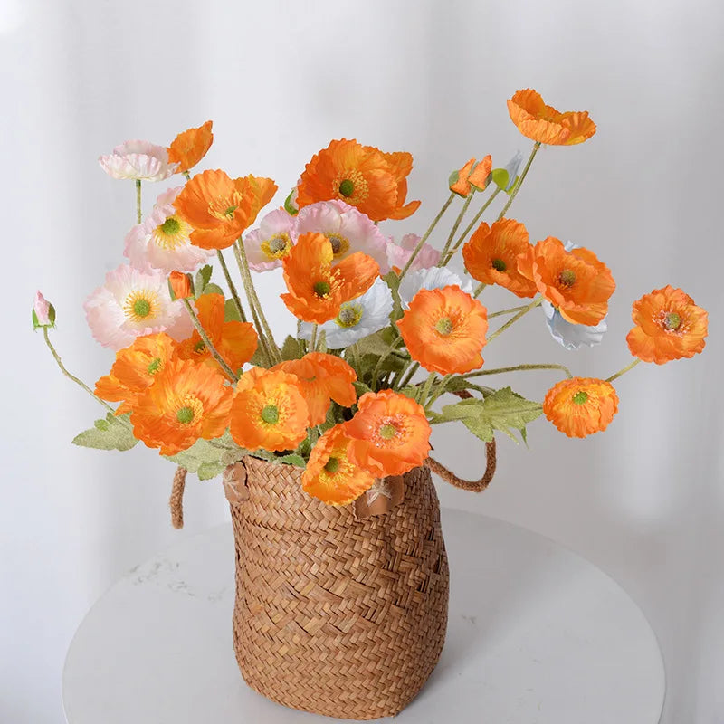 fleurs de pavot artificielles en soie pour décoration et événements - vue 6 sur 21
