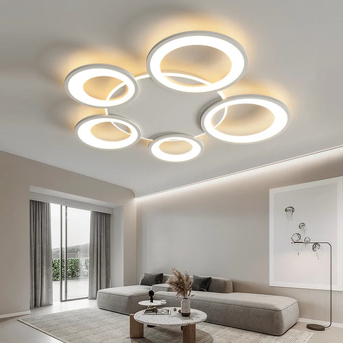 Modern minimalist ring-shaped remote-controlled chandelier - vue 2 sur 9