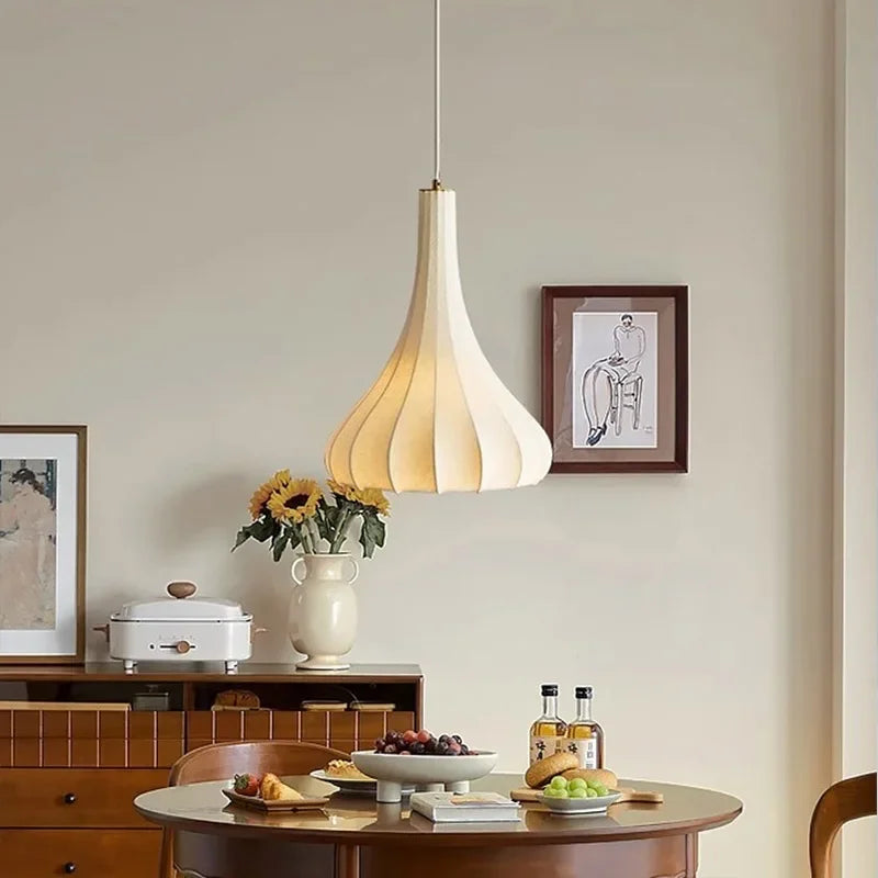 suspension wabi sabi en soie pour décoration intérieure moderne - vue 5 sur 14