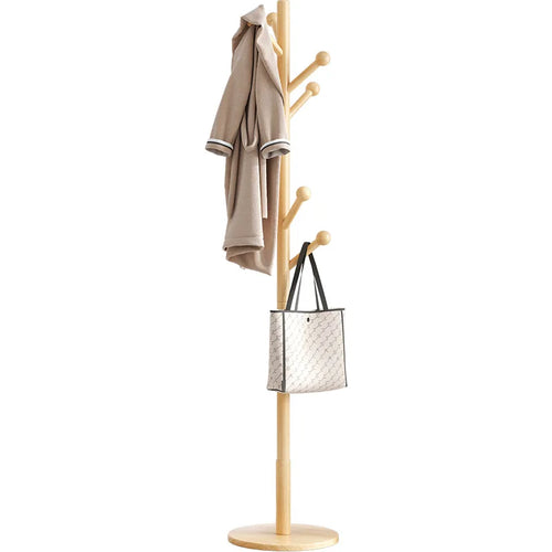 Solid Wood Coat Hanger with Hook, Floor Mounted Coat Hanger, Home Furniture, Clothes Hanger, Modern Bedroom, Dormitory Coat Rack - vue 5 sur 7