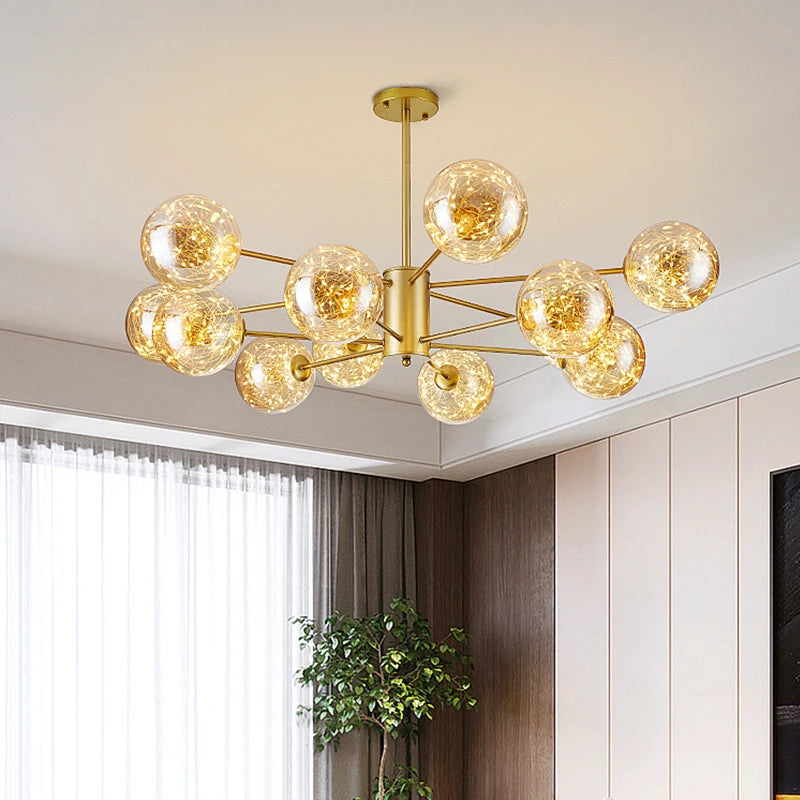 Nordique moderne LED lustre étoile magique haricot boule de verre salon chambre salle à manger cuisine plafonnier décoration de la maison - vue 5 sur 17