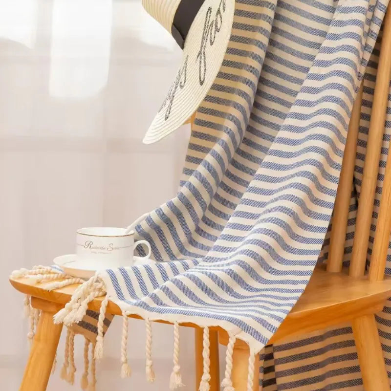 serviette de plage turque xl franges rayures absorbante - vue 6 sur 7