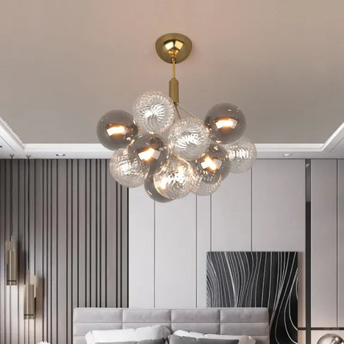 Modern multicolour glass ball ceiling chandelier luxury decor lighting - vue 5 sur 9