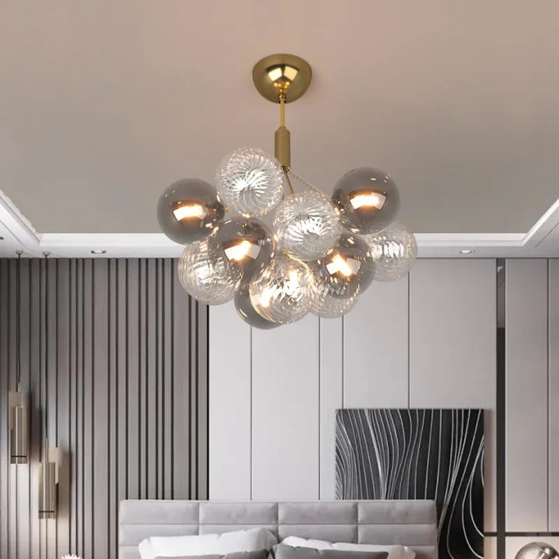 Modern multicolour glass ball ceiling chandelier luxury decor lighting - vue 4 sur 9