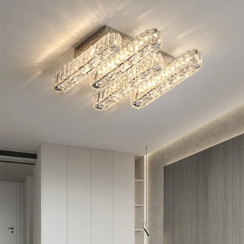lustre led moderne en cristal avec intensité variable pour la maison - vue 5 sur 13