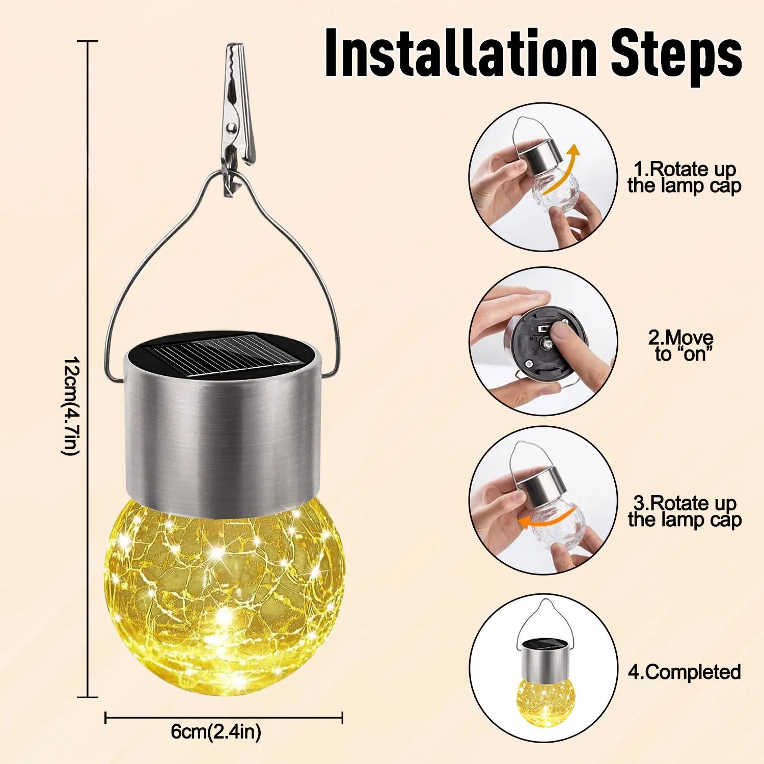 lampe solaire extérieure en rotin pour jardin décoratif - vue 4 sur 9