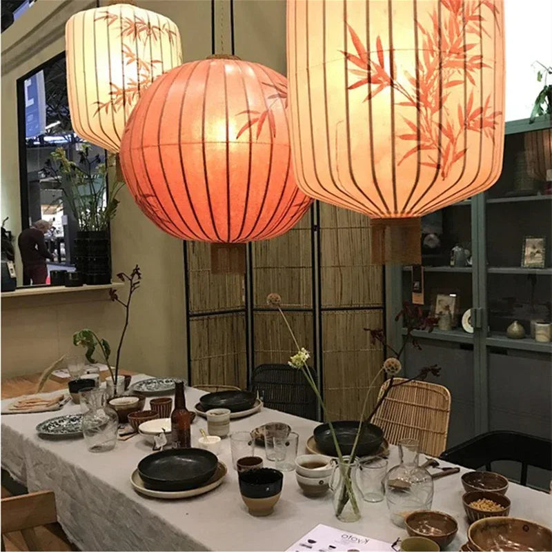 lustre en tissu rétro pour décoration de restaurant et balcon - vue 4 sur 18