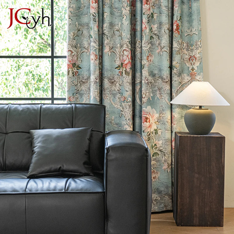 Rideau occultant motif pivoines decoration chambre salon