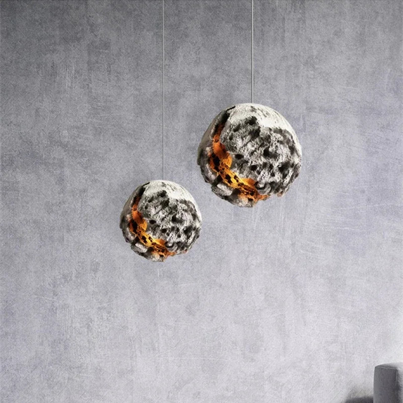 Irregular Planet Wabi Sabi LED Chandelier Restaurant Bedroom Model Room Lighting Creative Exhibition Hall Bar Decor Pendant Lamp - vue 5 sur 11