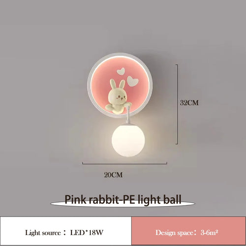 applique murale lapin mignon pour chambre enfant moderne - vue 8 sur 8