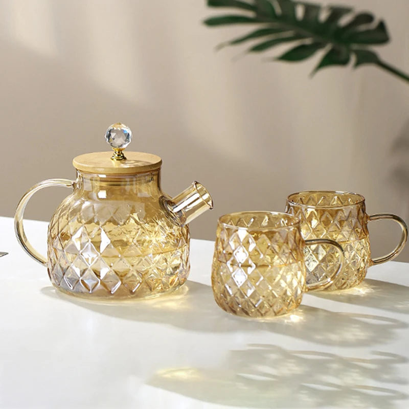 Bouilloire verre couvercle bambou filtre amovible 1l infusions - vue 3 sur 6