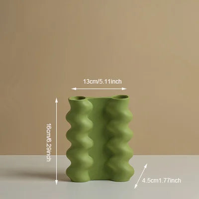 vase en céramique géométrique nordique pour fleurs séchées décoration maison - vue 11 sur 11