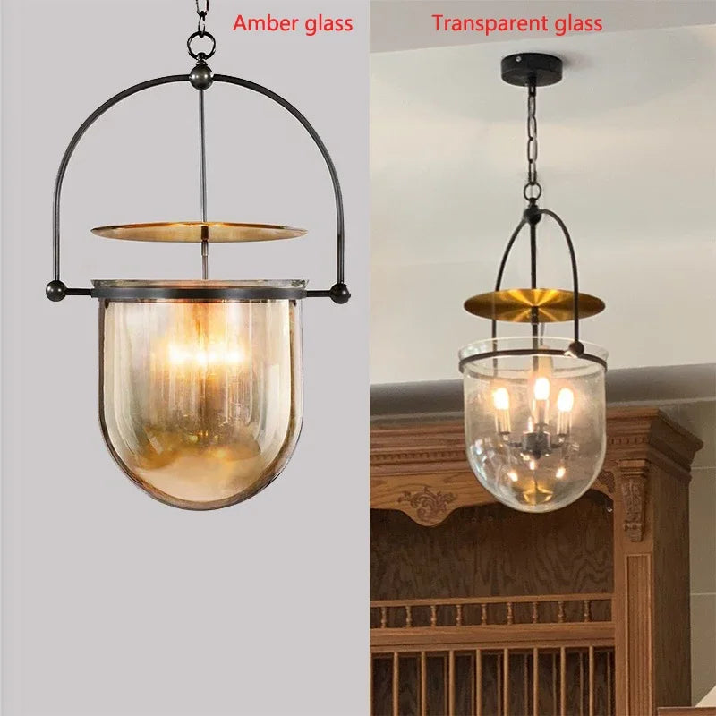 Scandinavian Glass Pendant Light Vintage Ceiling Hanging Lamp For Dining Room Bar Bedroom - vue 3 sur 7