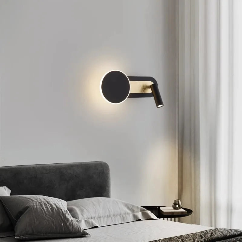 applique murale led nordique moderne rotative 350° avec interrupteur - vue 7 sur 8