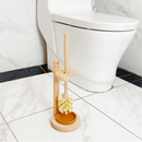 Wood Toilet Brush and Holder Set, Wood Toilet Bowl Cleaner Brush for Bathroom, Toilet Scrubber with