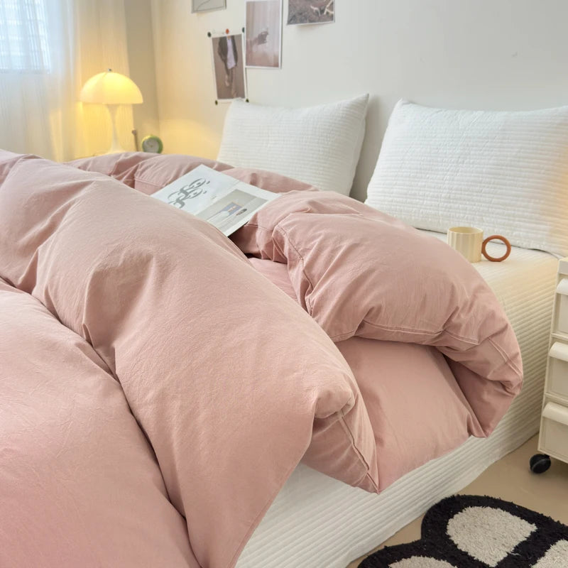 housse de couette en coton unie avec fermeture éclair