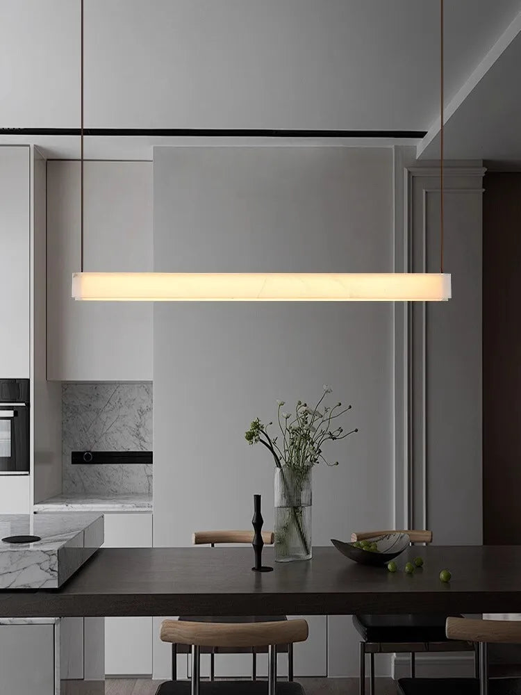 Modern minimalist marble leather chandelier for luxury decor - vue 3 sur 11