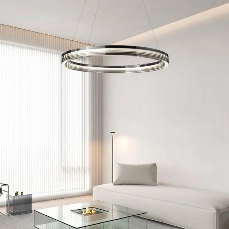 lustre moderne led circulaire design lampes suspendues décoratives - vue 4 sur 9