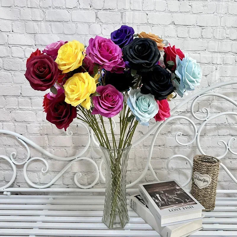 branches de roses artificielles en soie pour décoration élégante - vue 5 sur 40