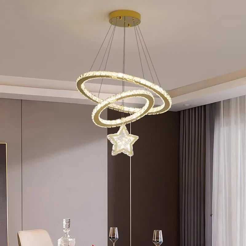 lampes suspendues intelligentes en cristal au design moderne - vue 6 sur 9
