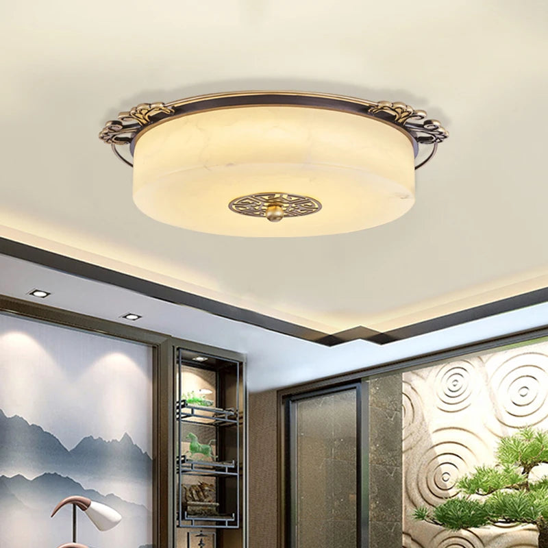 plafonnier Luxe Europe circulaire marbre Led Grand ménage chambre salon balcon couloir allée Illuminaire - vue 5 sur 7