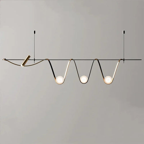 Decorative minimalistic gold LED pendant light - vue 4 sur 9