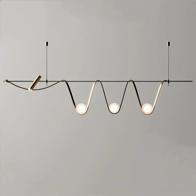 Decorative minimalistic gold LED pendant light - vue 3 sur 9