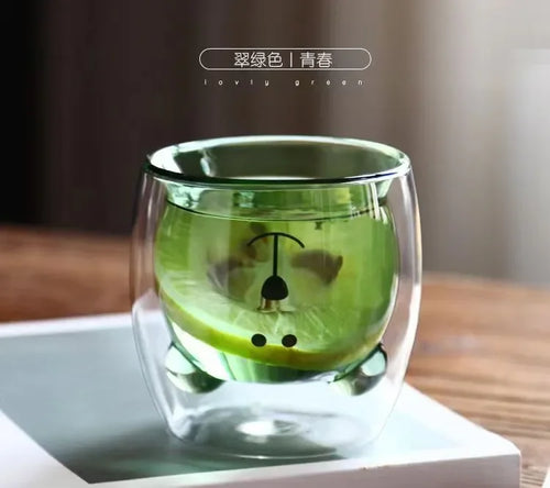 Tasse verre double paroi motifs animaux 3d 250ml