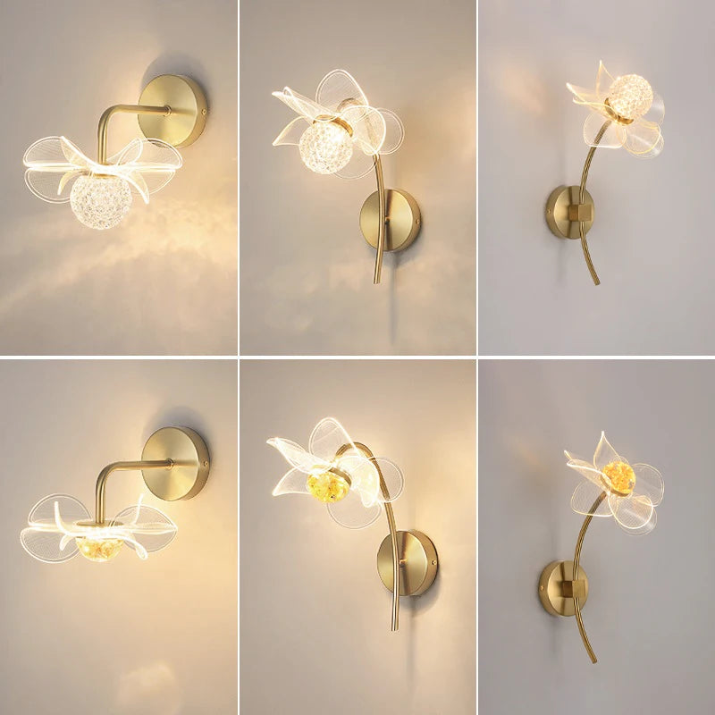 applique murale led de luxe en forme de fleur décorative