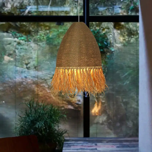 suspension wabi sabi rétro en rotin faite à la main - vue 2 sur 12