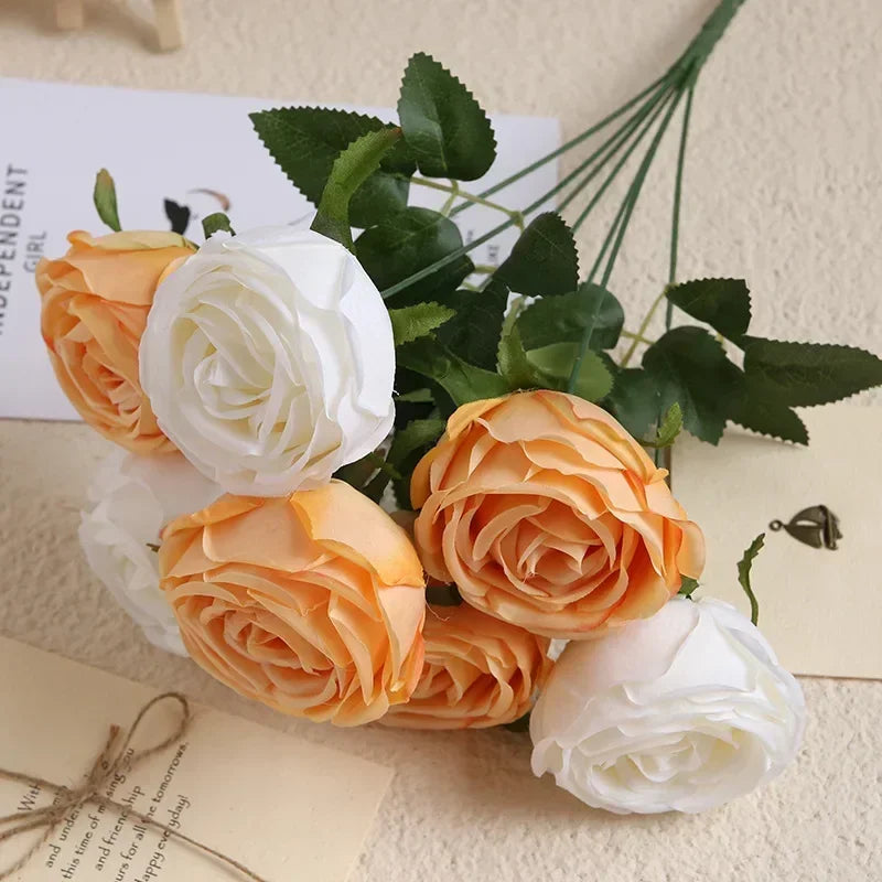 bouquet de roses artificielles en soie pour décoration élégante - vue 15 sur 17