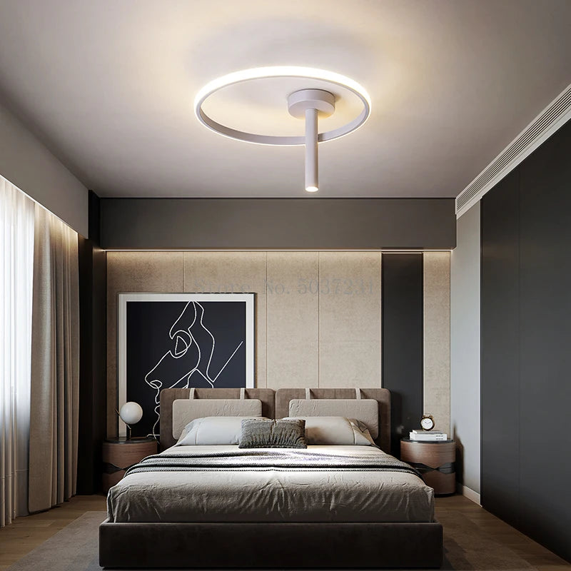 Modern minimalist LED ring ceiling light for home décor - vue 3 sur 24