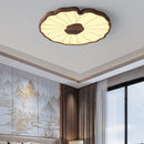 plafonnier moderne design feuille lotus en bois avec lumière led