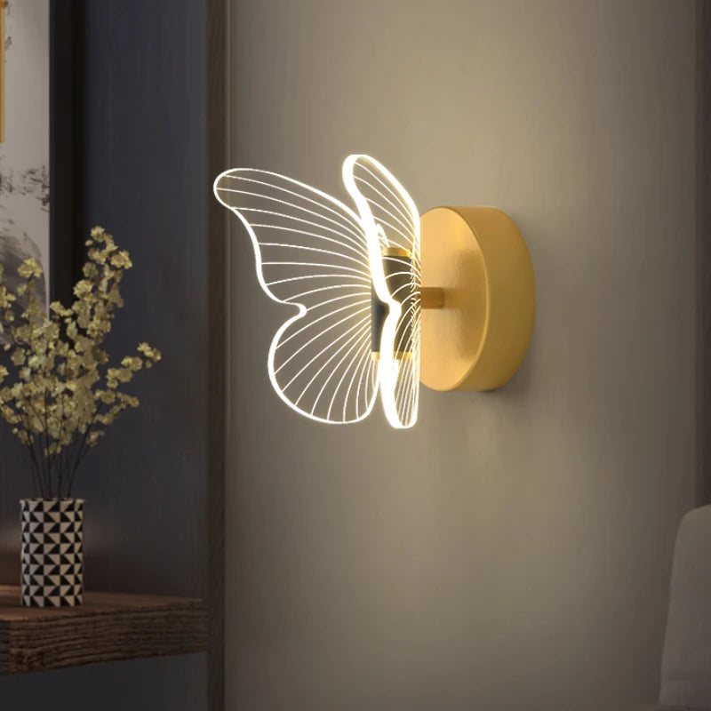 applique murale led en acrylique forme papillon décoration nordique - vue 5 sur 17