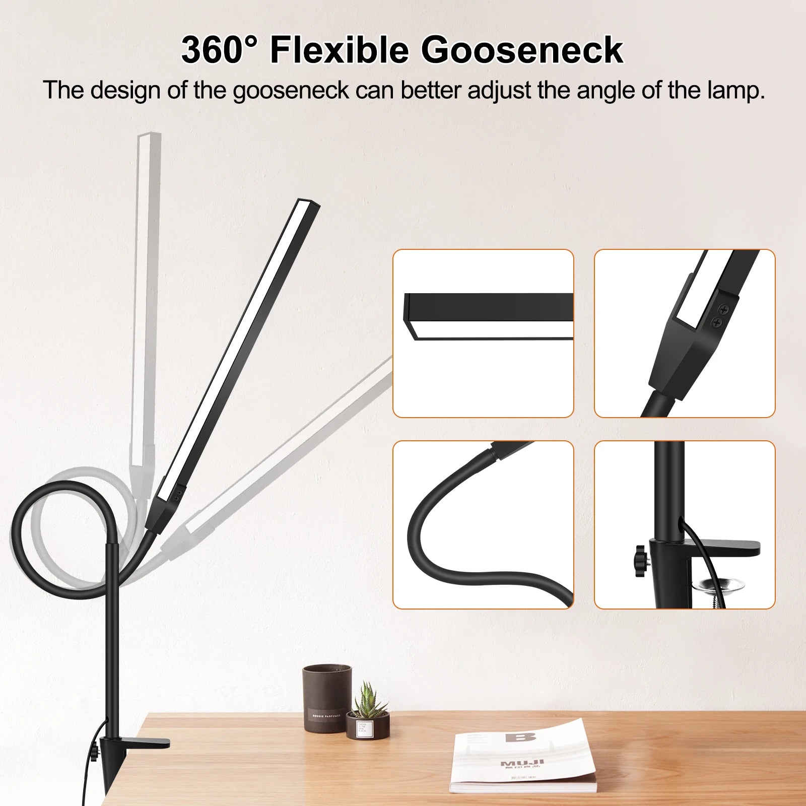 NEWACALOX pince de bureau barre d'écran suspension lumière 360 ° rotatif pliant bras Flexible Support 108 pièces LED SMD Protection des yeux lampe de bureau - vue 6 sur 8