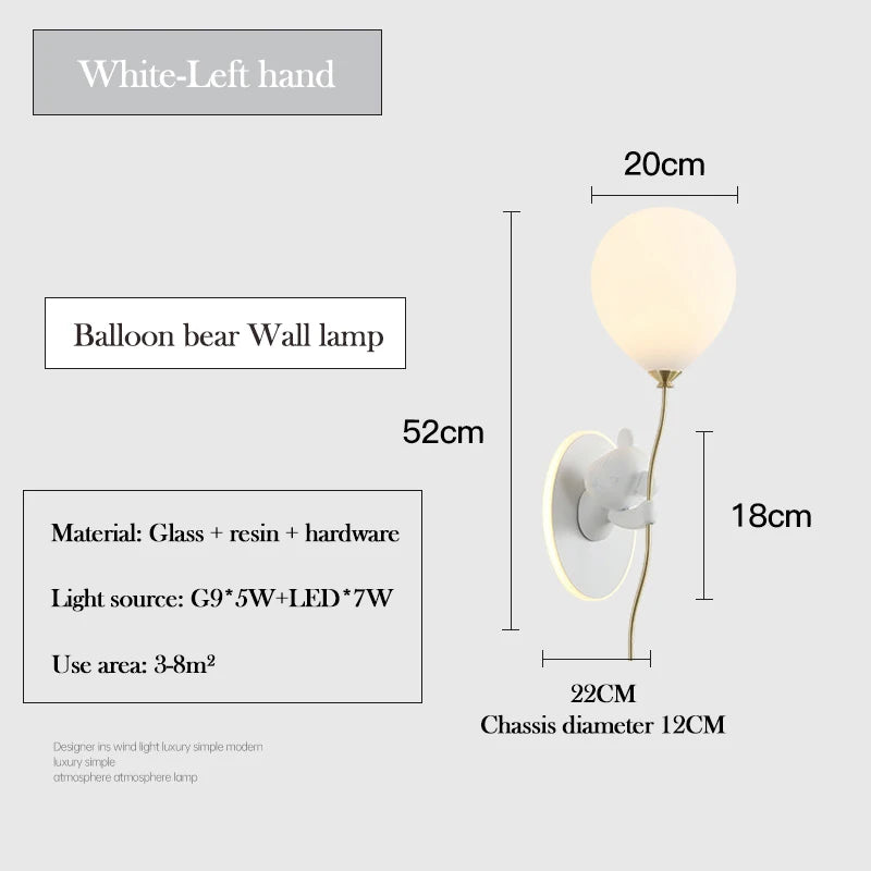 applique murale ours doré en verre lampe LED décoration chambre enfant - vue 9 sur 16