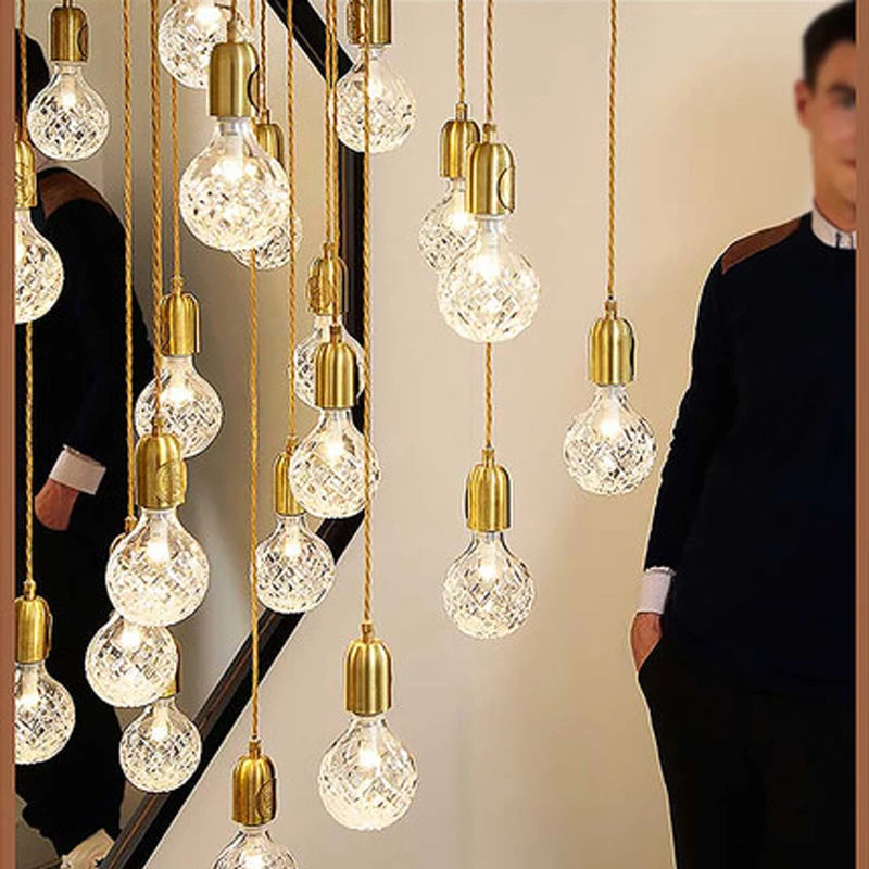 suspension LED en verre de cristal design nordique moderne - vue 4 sur 11