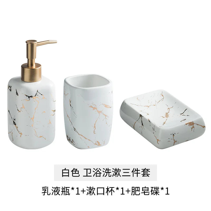 ensemble de toilette en céramique dorée mate nordique accessoires de salle - vue 12 sur 11