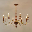 Walnut Wood Brass Candle, Vintage Retro Wabi-sabi style, Chandelier light for Living Room, Bedroom, Dining Room, Study, Kitchen
