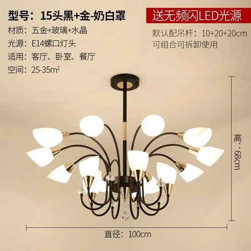 lustre en cristal moderne en cuivre pour éclairage intérieur - vue 12 sur 14