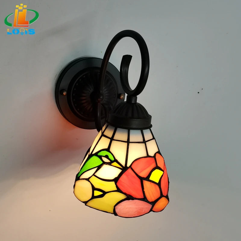 lampe de chevet tiffany oiseau en verre pour décoration intérieure