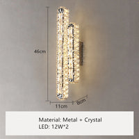 applique murale led moderne en cristal rectangulaire nordique