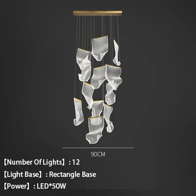 lustre en acrylique à led design pour décoration intérieure moderne - vue 9 sur 14