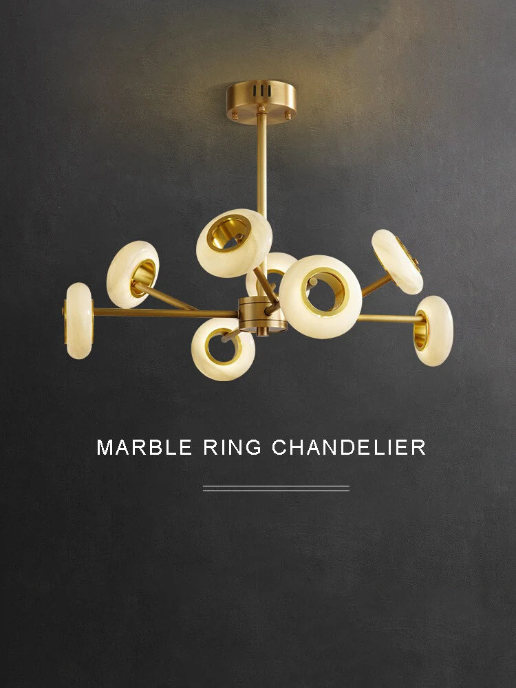 lustre de luxe en marbre à anneaux multiples pour décoration - vue 3 sur 11