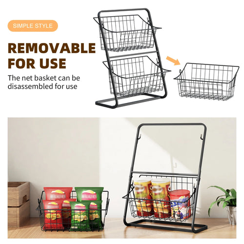 Fruit basket,,vegetable basket,Kitchen countertop storage basket,Wire removable storage rack,Spices and snack racks - vue 7 sur 8