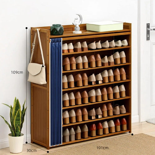 Estantería de Zapatos con Cortina, Cubierto Armario Organizador para - vue 3 sur 5