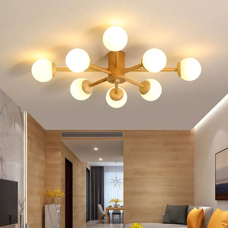 lustre nordique en bois pour décoration intérieure moderne - vue 4 sur 11