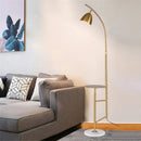 Nordic design gold shelf floor lamp with marble side table for living room, bedroom or office